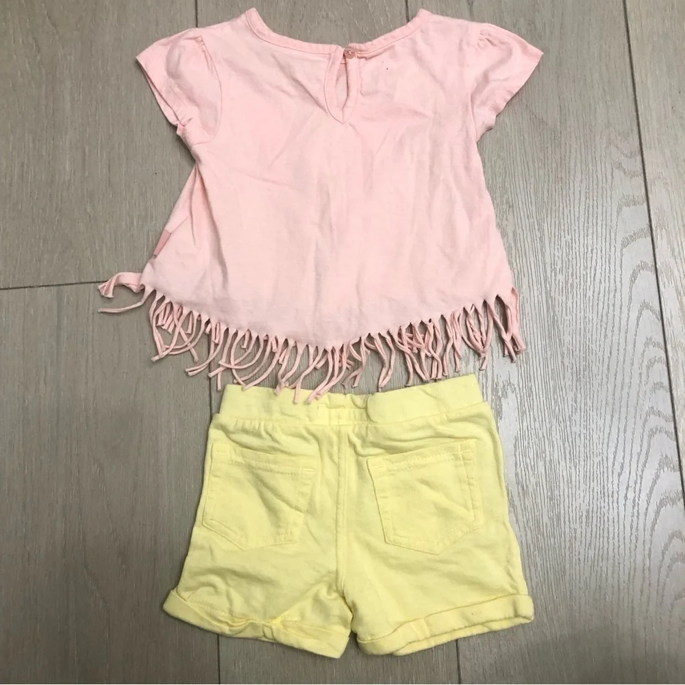 Girls BCBG Matching Short Set With Bonus Jeans Fringe Top Size 3T